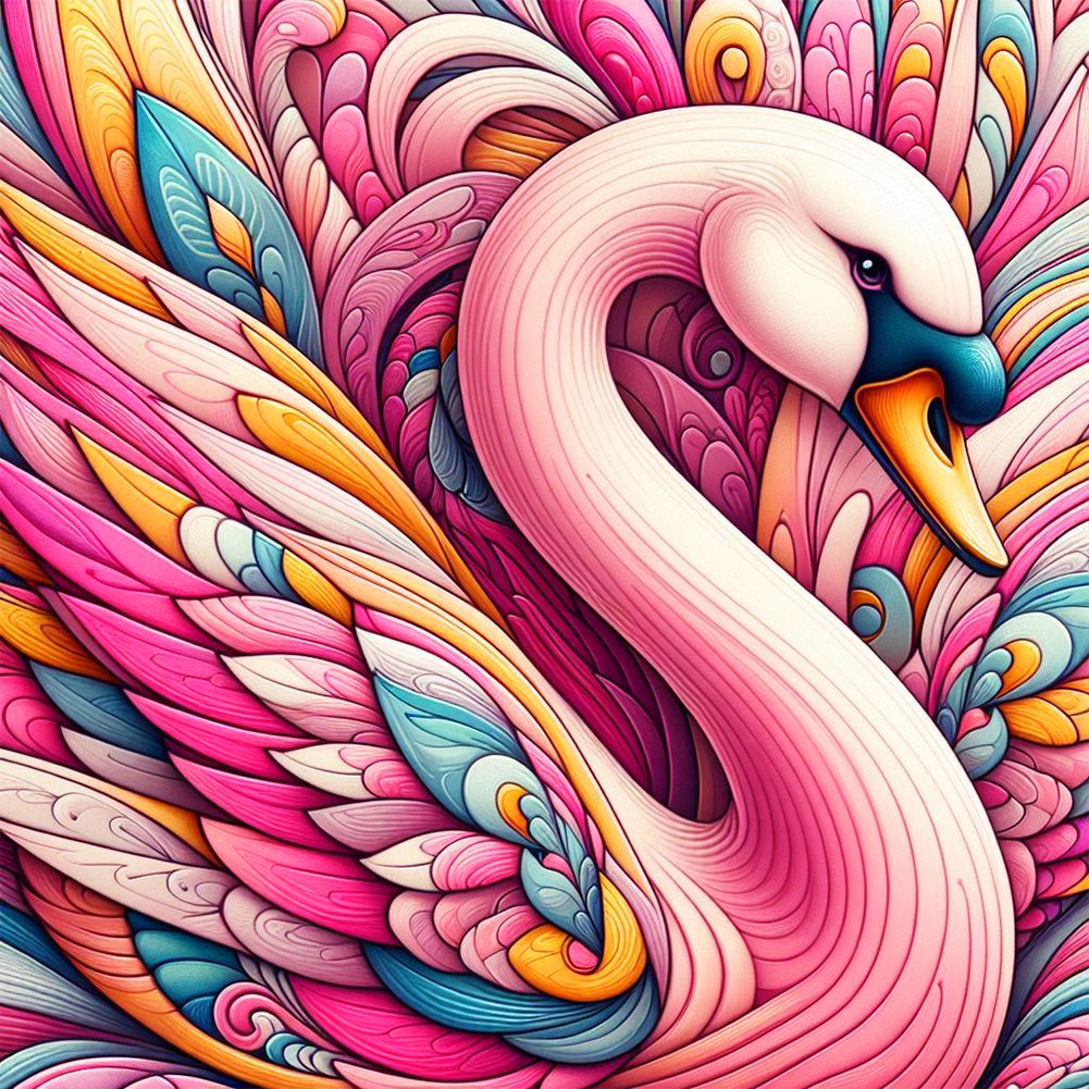 Pink Swan - Full Round Drill Diamond Painting 30*30CM