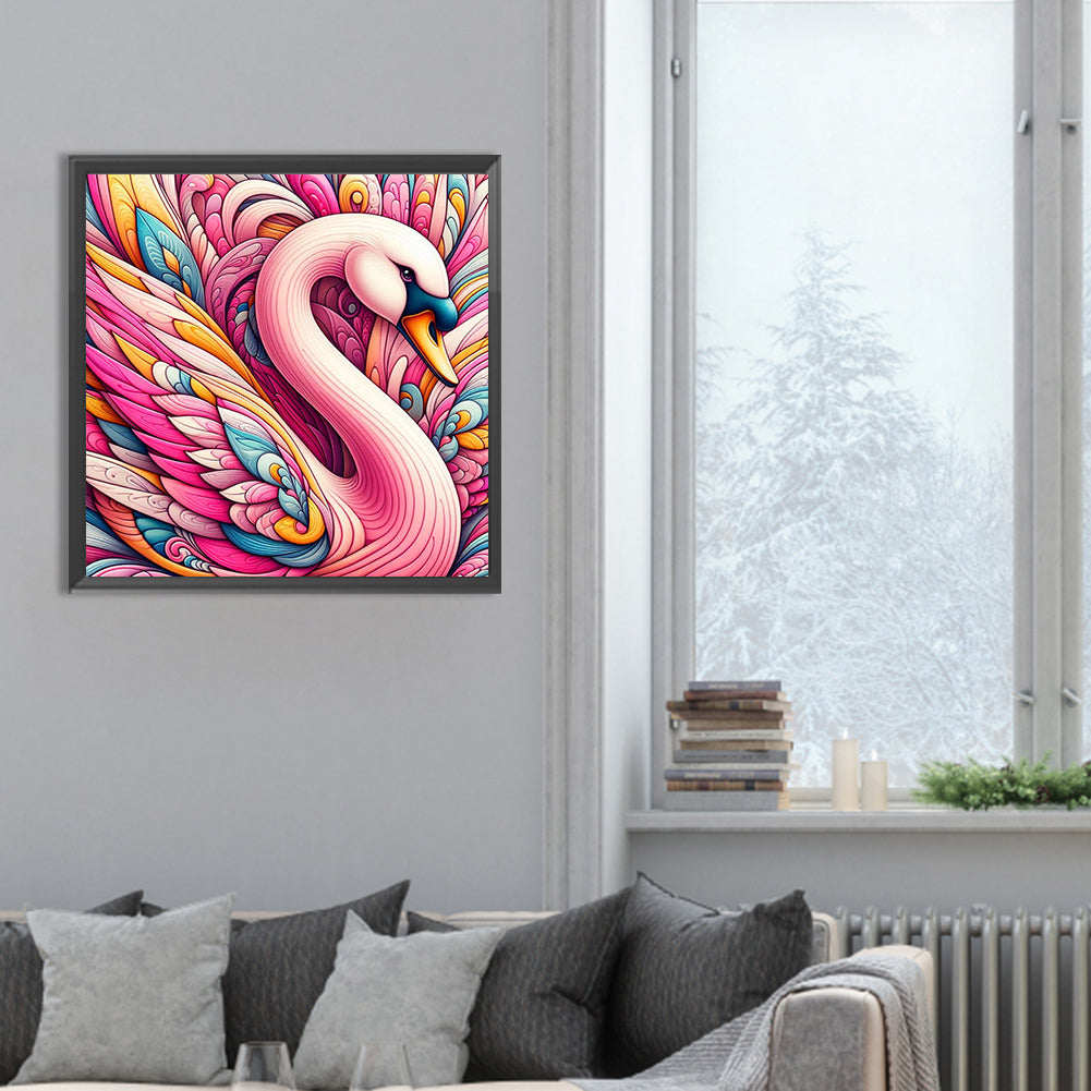 Pink Swan - Full Round Drill Diamond Painting 30*30CM