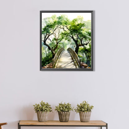 Oak Bridge Spring Forest - Full Round Drill Diamond Painting 40*45CM
