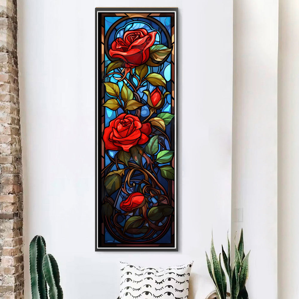 Glass Painting-Rose - 11CT Stamped Cross Stitch 30*90CM