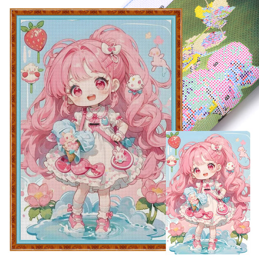 Strawberry Girl - 11CT Stamped Cross Stitch 40*60CM