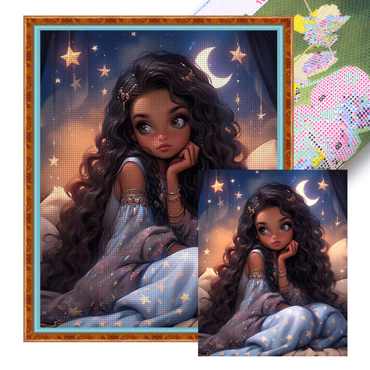 Curly Black Girl - 11CT Stamped Cross Stitch 50*60CM