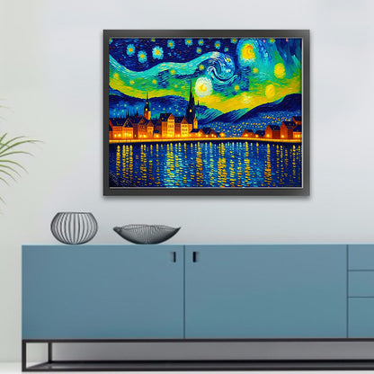 City Under The Moon - 11CT Stamped Cross Stitch 60*50CM