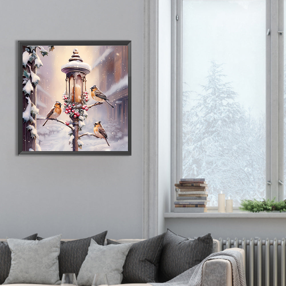 Street Light Bird - Full Round Drill Diamond Painting 30*30CM