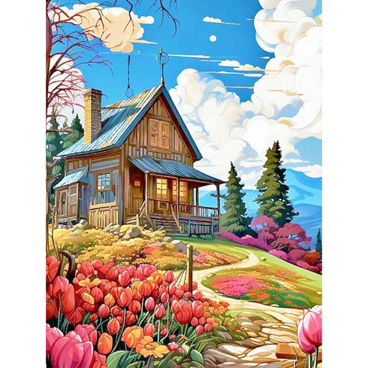 Tulip Hut - Full Round Drill Diamond Painting 30*40CM