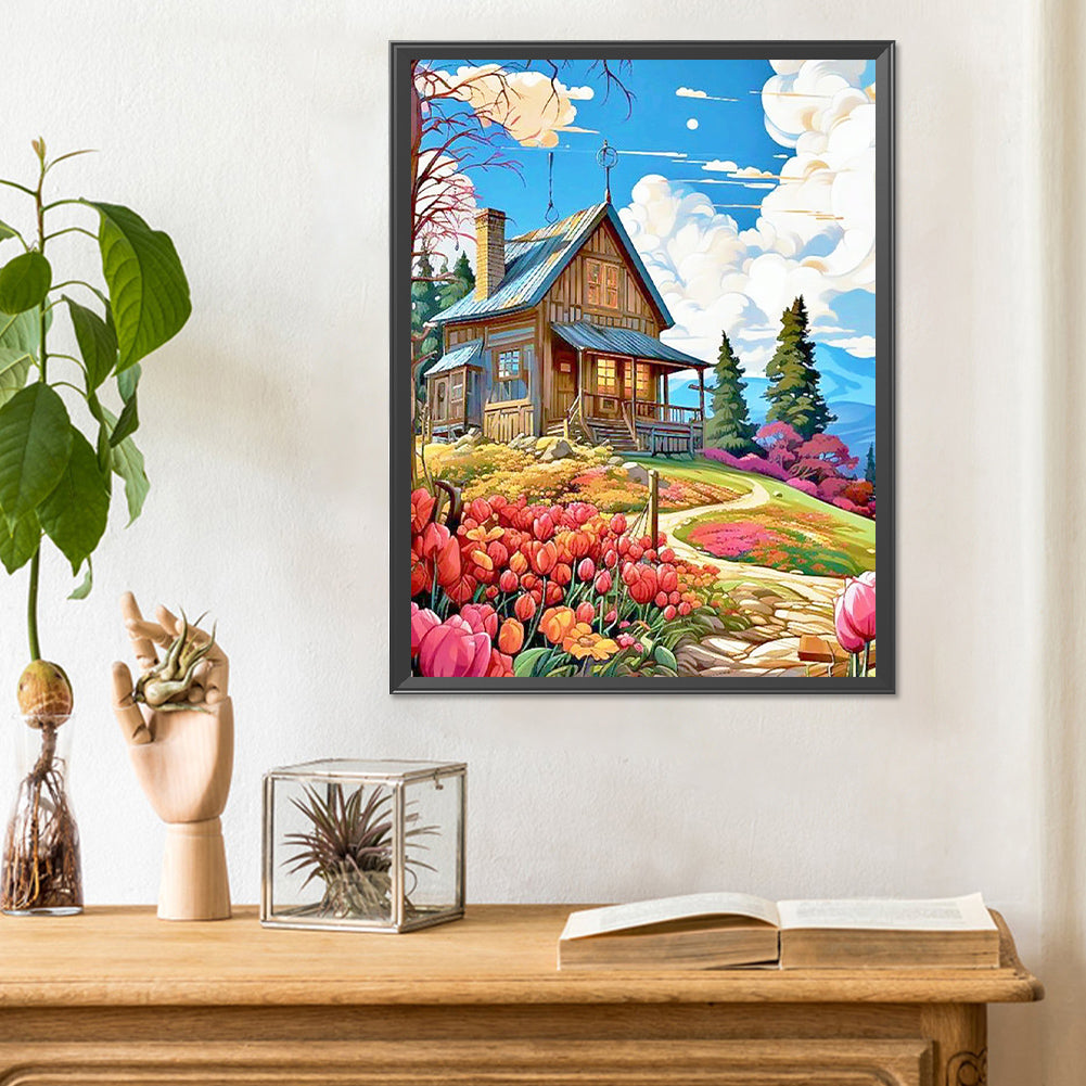 Tulip Hut - Full Round Drill Diamond Painting 30*40CM