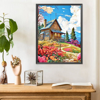 Tulip Hut - Full Round Drill Diamond Painting 30*40CM