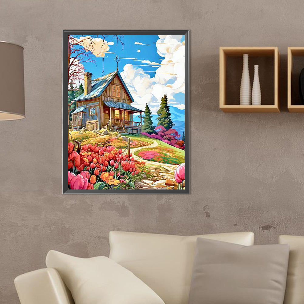 Tulip Hut - Full Round Drill Diamond Painting 30*40CM