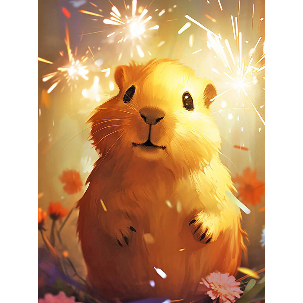 Capybara Under Fireworks - Full Round Drill Diamond Painting 30*40CM