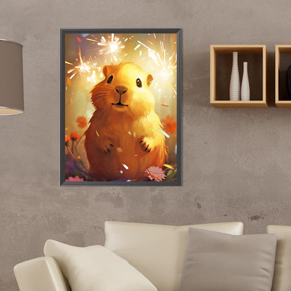 Capybara Under Fireworks - Full Round Drill Diamond Painting 30*40CM