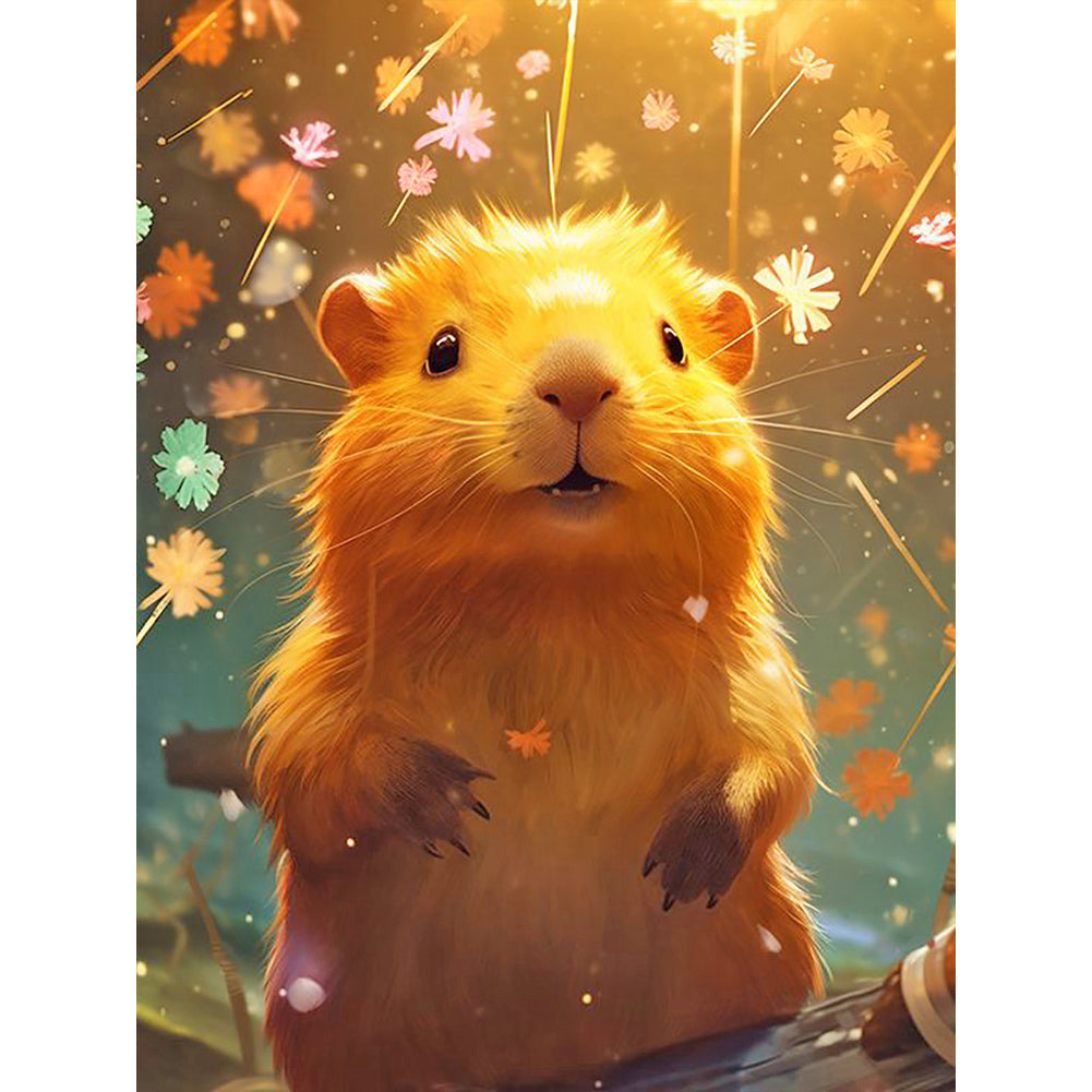 Flowers, Fireworks And Capybara - Full Round Drill Diamond Painting 30*40CM