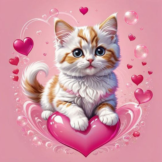 Valentine Love Kitten - Full Round Drill Diamond Painting 30*30CM