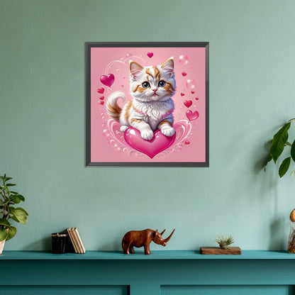 Valentine Love Kitten - Full Round Drill Diamond Painting 30*30CM