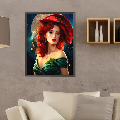 Elegant Red-Haired Woman - Full Round Drill Diamond Painting 30*40CM