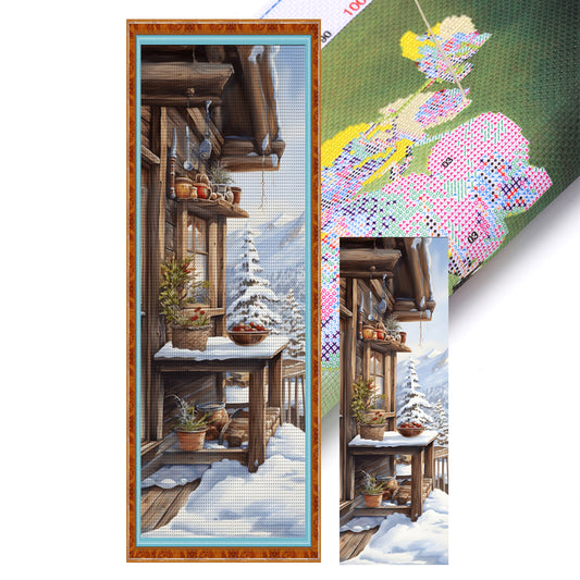 Snow Scene Outside The House - 11CT Stamped Cross Stitch 30*90CM