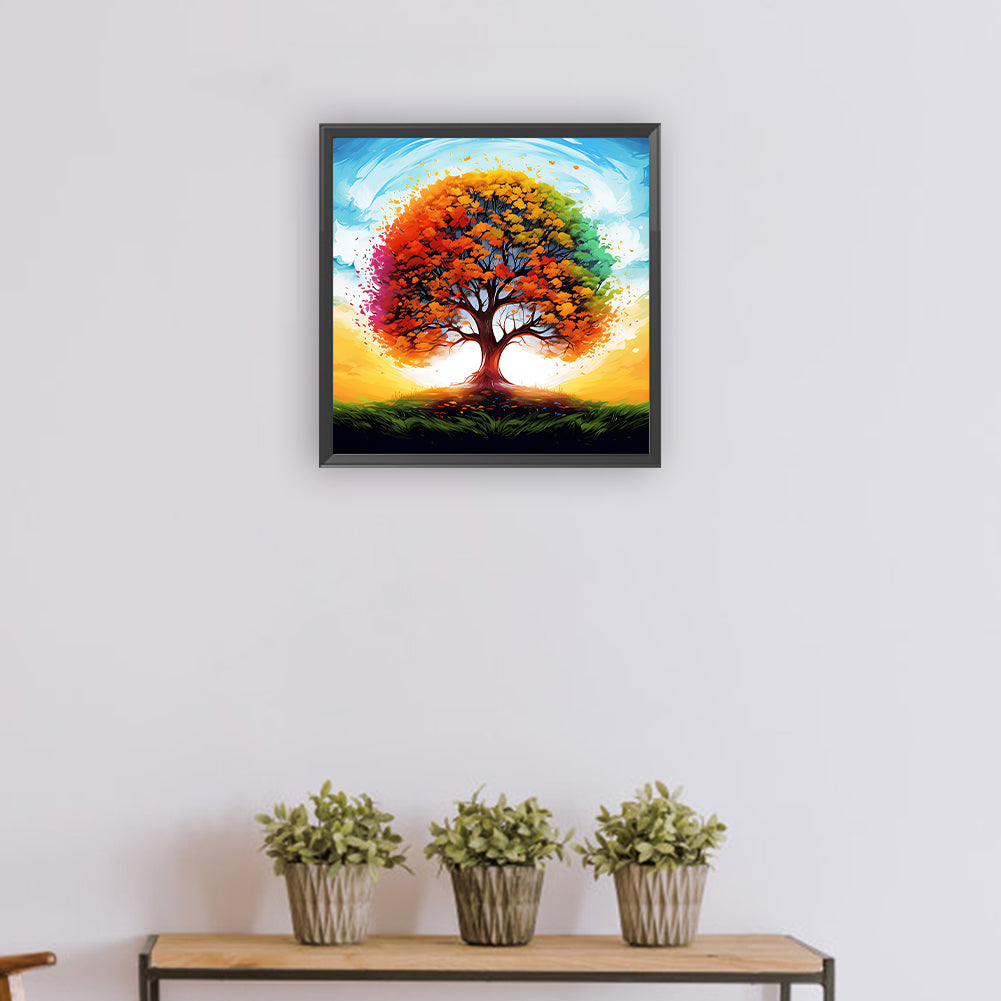 Quiet Mountain Forest Wisdom Tree - Full Round Drill Diamond Painting 30*30CM