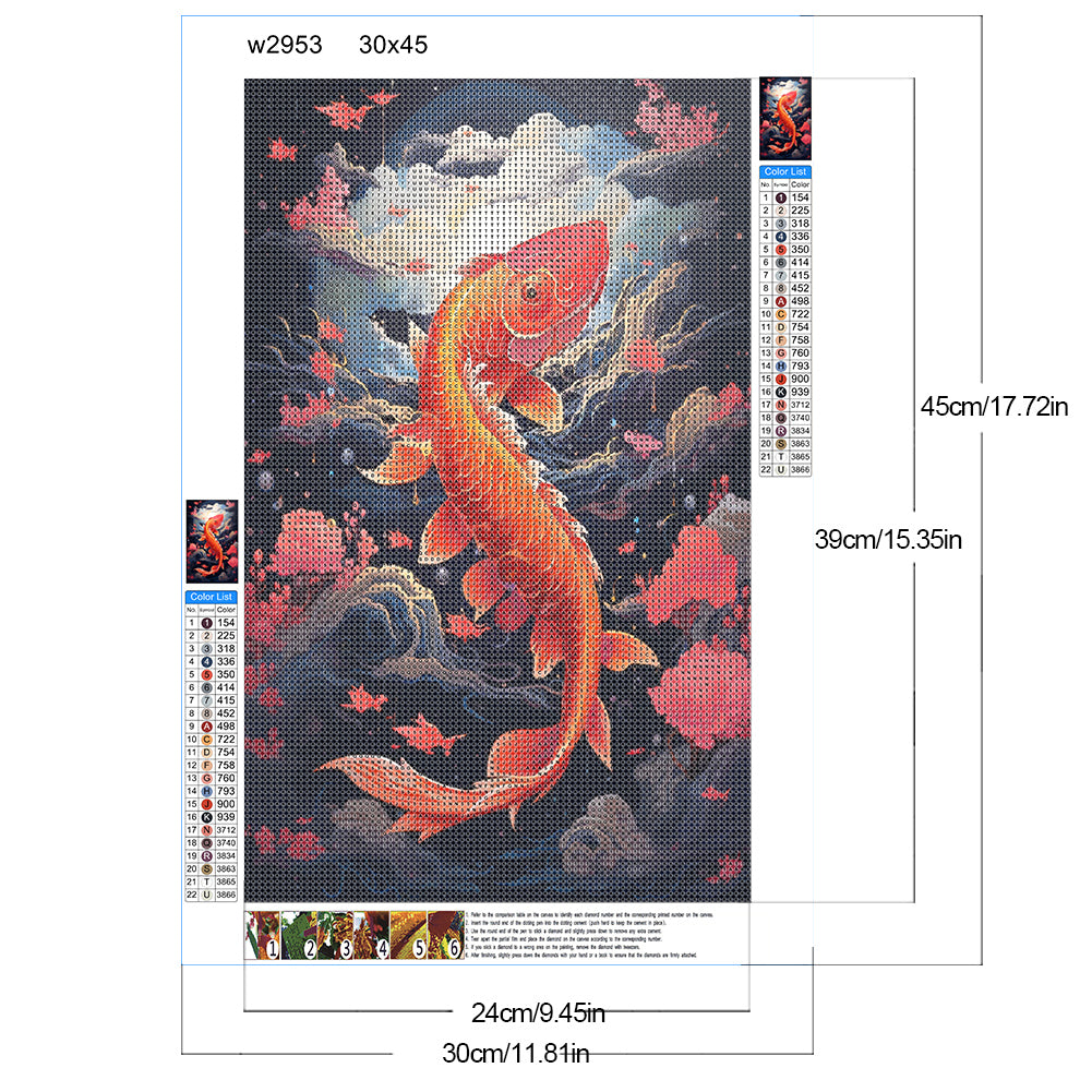 Leap Koi - Full Round Drill Diamond Painting 30*45CM