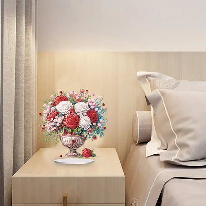 Rose Vase Table Top Diamond Painting Ornament Kits for Office Desktop Decor