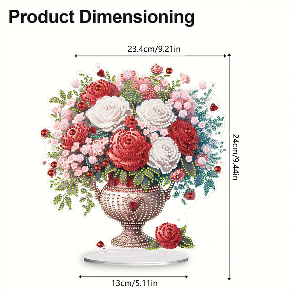 Rose Vase Table Top Diamond Painting Ornament Kits for Office Desktop Decor