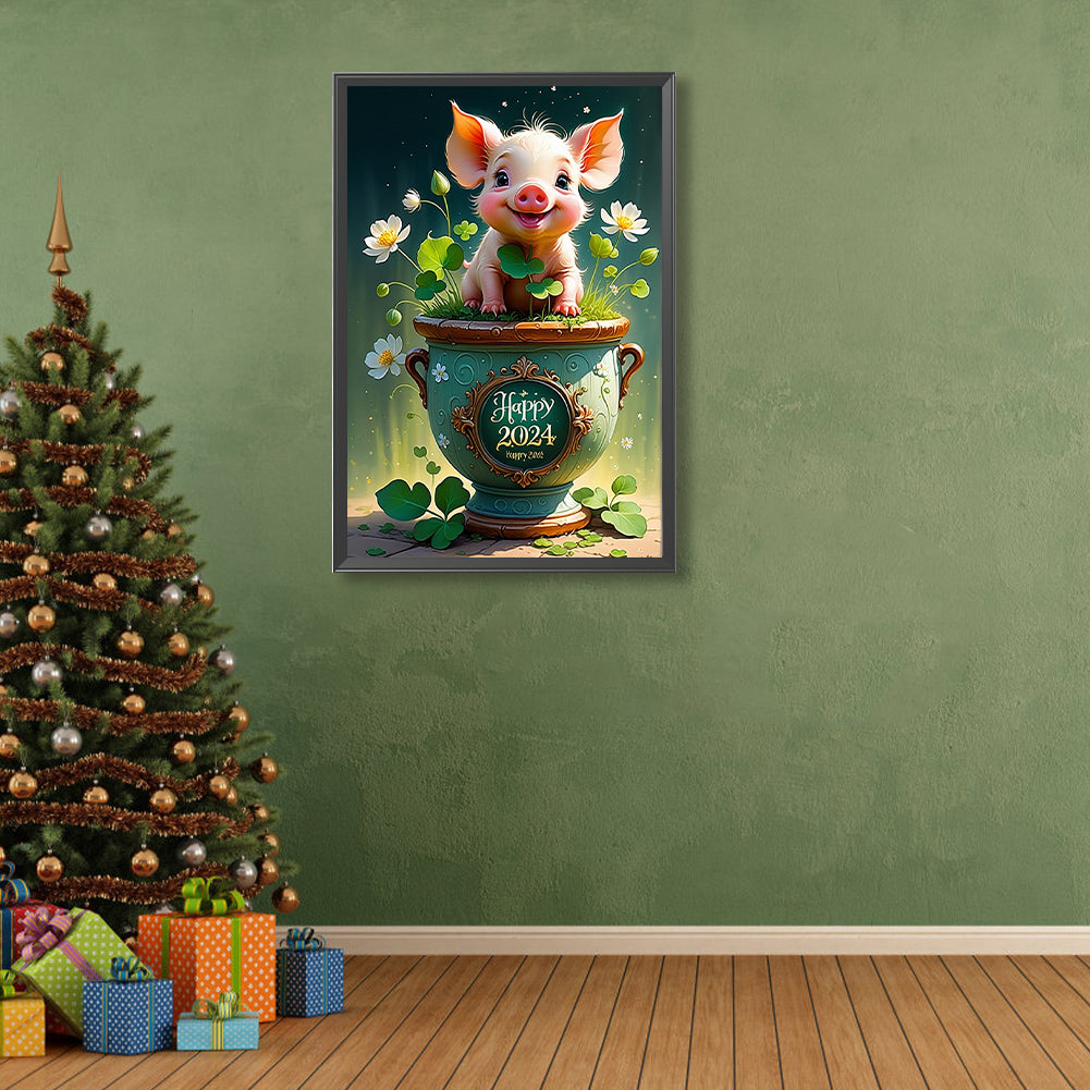 Happy Piggy - Full Round Drill Diamond Painting 40*60CM