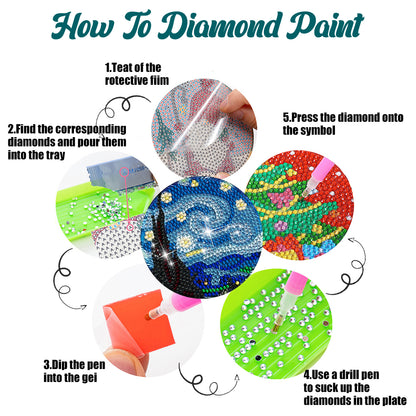 6Pcs Acrylic Diamond Painting Coasters with Holder Cork Pads(Van Gogh Sunflower)