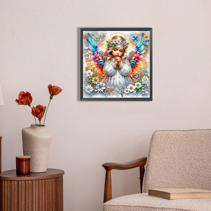 Girl With Colorful Wings - Full AB Round Drill Diamond Painting 30*30CM