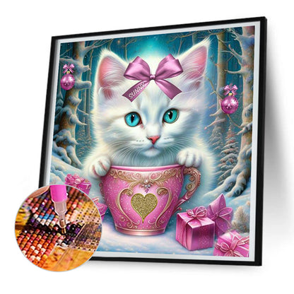 Teacup Cat - Full Round Drill Diamond Painting 30*30CM