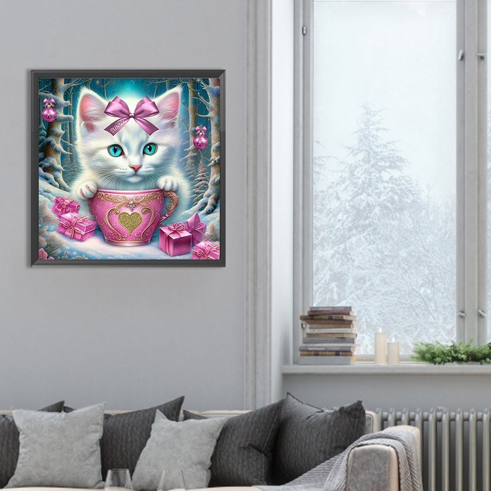 Teacup Cat - Full Round Drill Diamond Painting 30*30CM