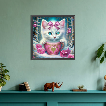 Teacup Cat - Full Round Drill Diamond Painting 30*30CM