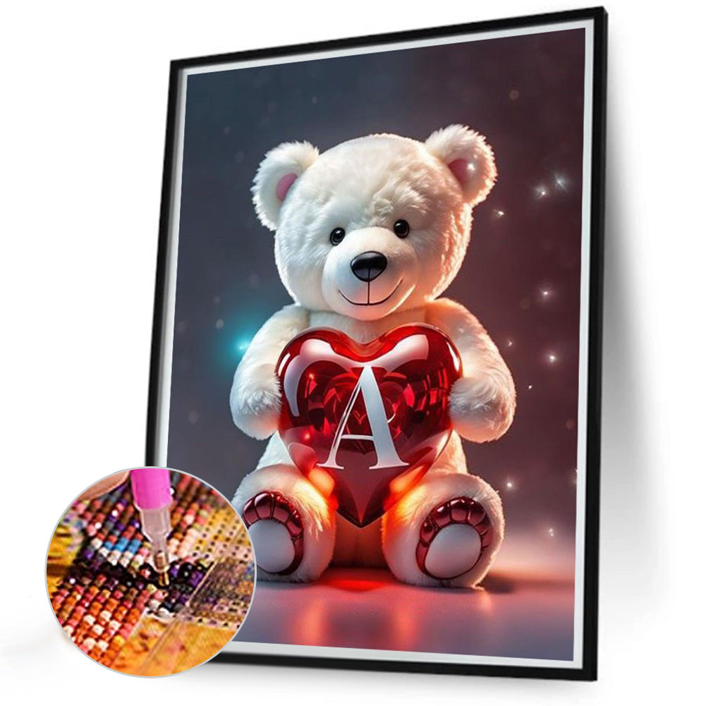 Love Letter Bear A - Full Round Drill Diamond Painting 35*45CM