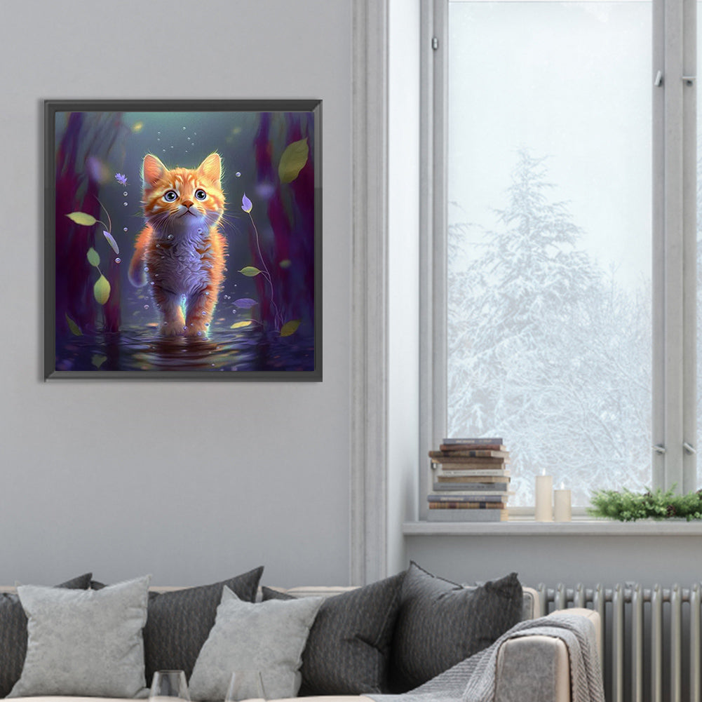 Cat - Full Round Drill Diamond Painting 30*30CM