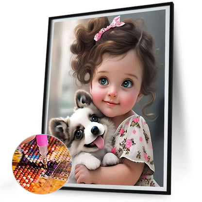 Little Girl And Animals - Full Round Drill Diamond Painting 30*40CM