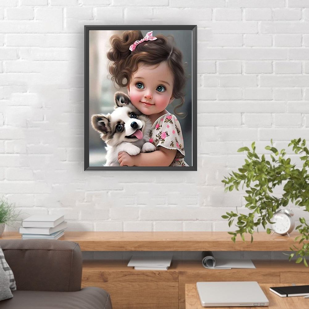 Little Girl And Animals - Full Round Drill Diamond Painting 30*40CM