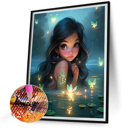 Girl In The Middle Of The Lake - Full AB Round Drill Diamond Painting 40*50CM