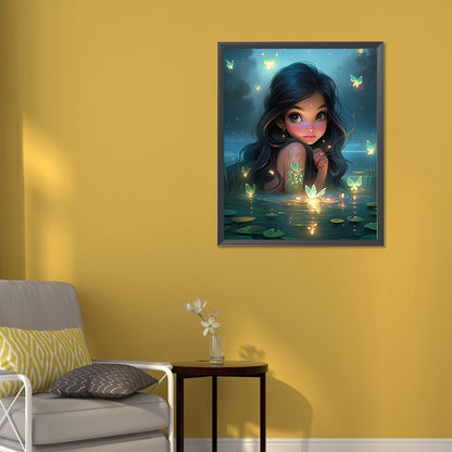 Girl In The Middle Of The Lake - Full AB Round Drill Diamond Painting 40*50CM