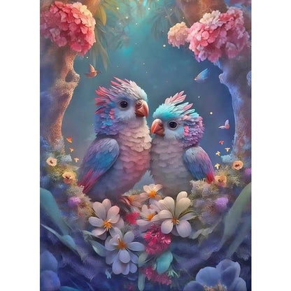 A Pair Of Colorful Lovebirds - Full AB Round Drill Diamond Painting 40*55CM