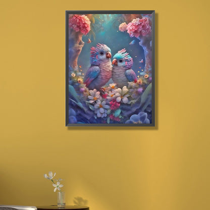 A Pair Of Colorful Lovebirds - Full AB Round Drill Diamond Painting 40*55CM