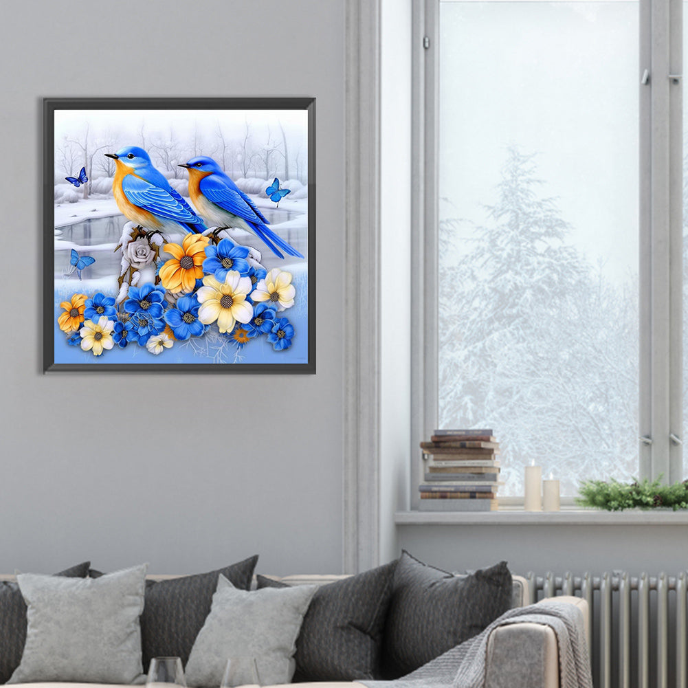 Snow Blue Tit - Full Round Drill Diamond Painting 30*30CM