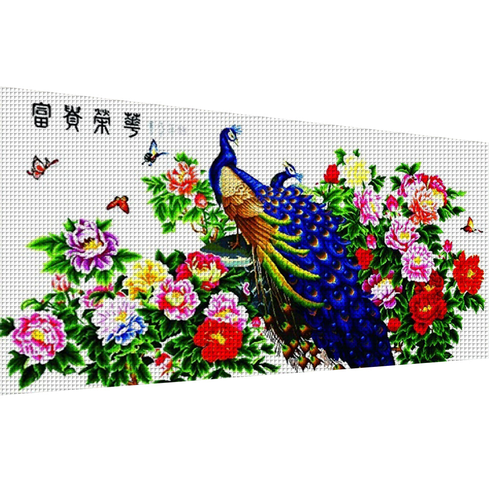 Wealth And Prosperity (Peacock Version) - 14CT Stamped Cross Stitch 136*71CM(Joy Sunday)