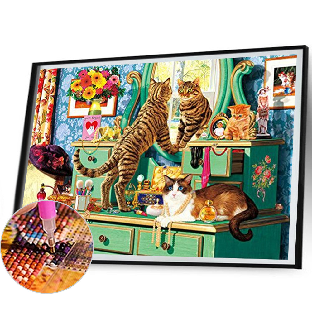 Dresser Cat - Full Square Drill Diamond Painting 50*40CM