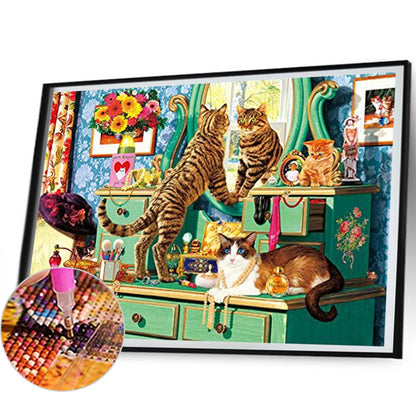 Dresser Cat - Full Square Drill Diamond Painting 50*40CM
