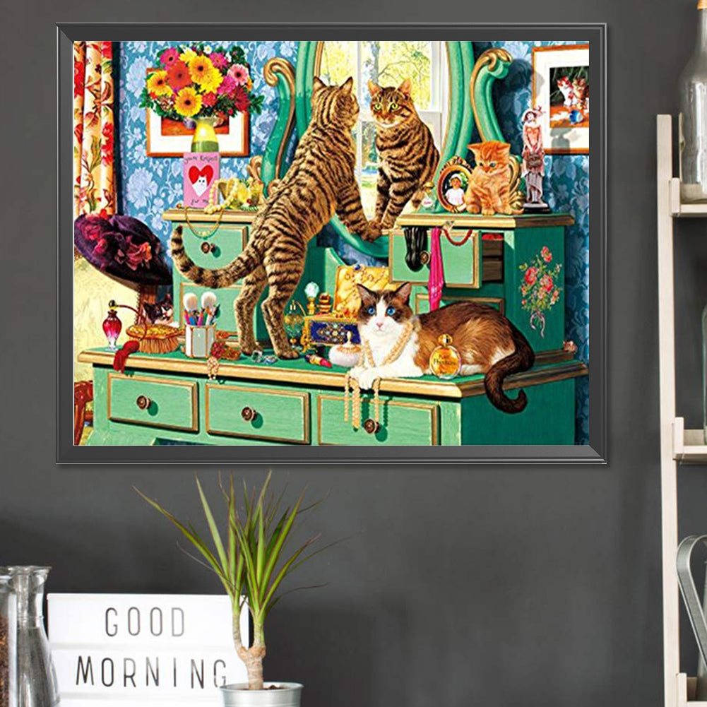 Dresser Cat - Full Square Drill Diamond Painting 50*40CM