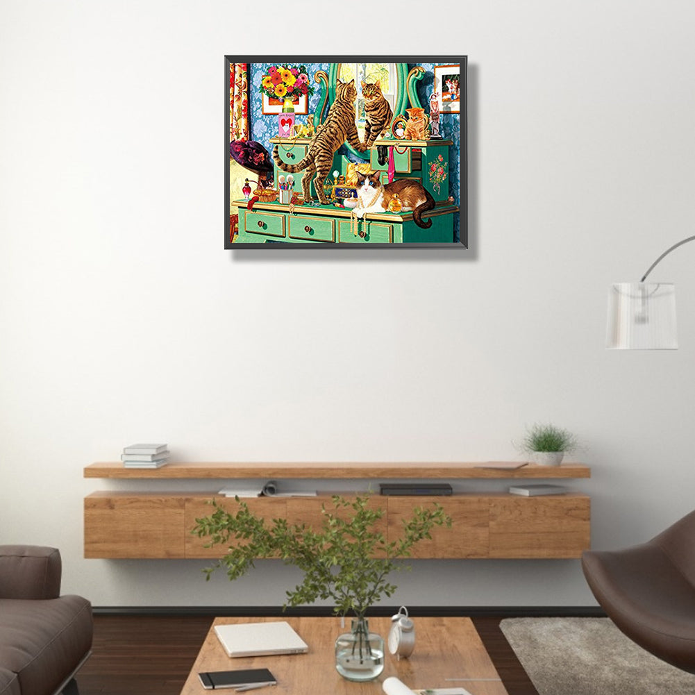 Dresser Cat - Full Square Drill Diamond Painting 50*40CM