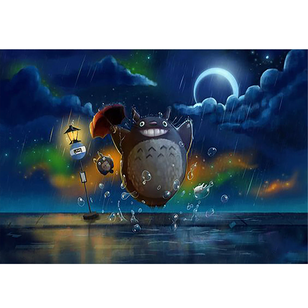 Totoro In The Rain At Night - 11CT Stamped Cross Stitch 60*45CM