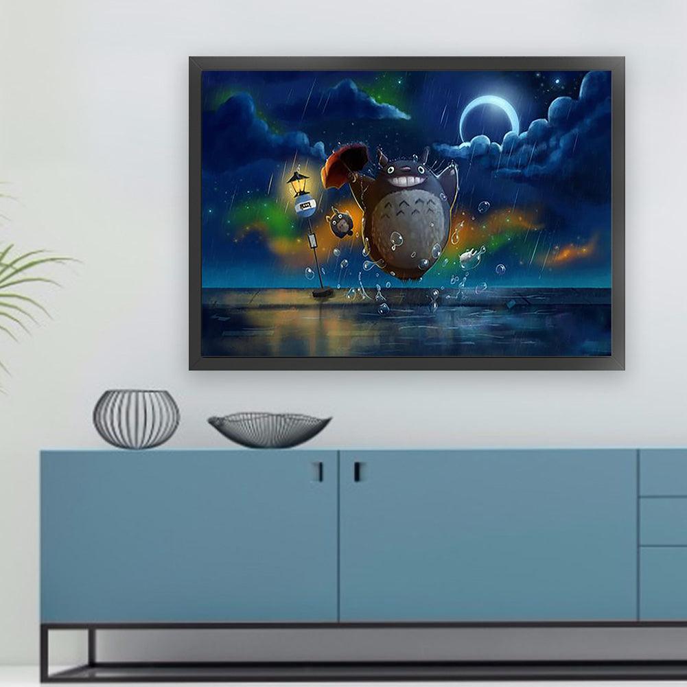 Totoro In The Rain At Night - 11CT Stamped Cross Stitch 60*45CM