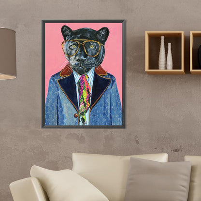 Anthropomorphic Black Panther - Full Round Drill Diamond Painting 30*40CM