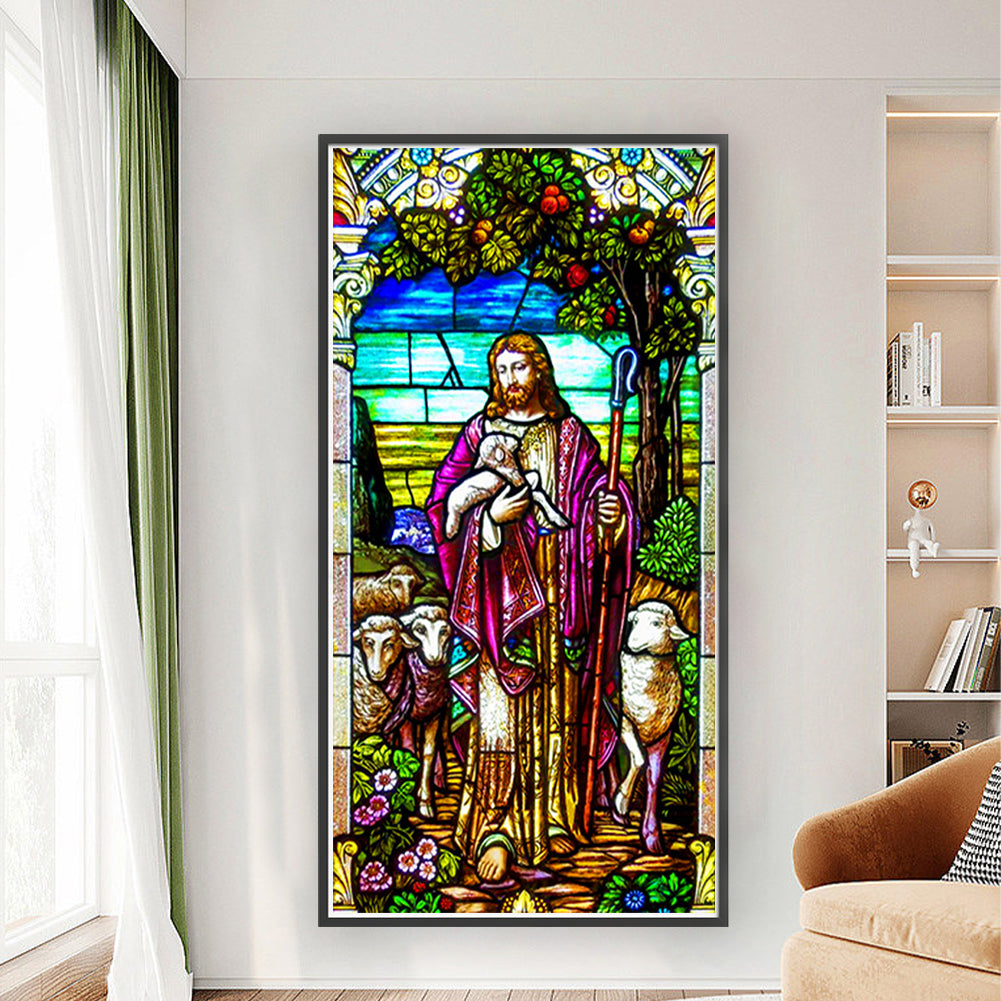 Glass Painting-Fr. - 11CT Stamped Cross Stitch 50*100CM