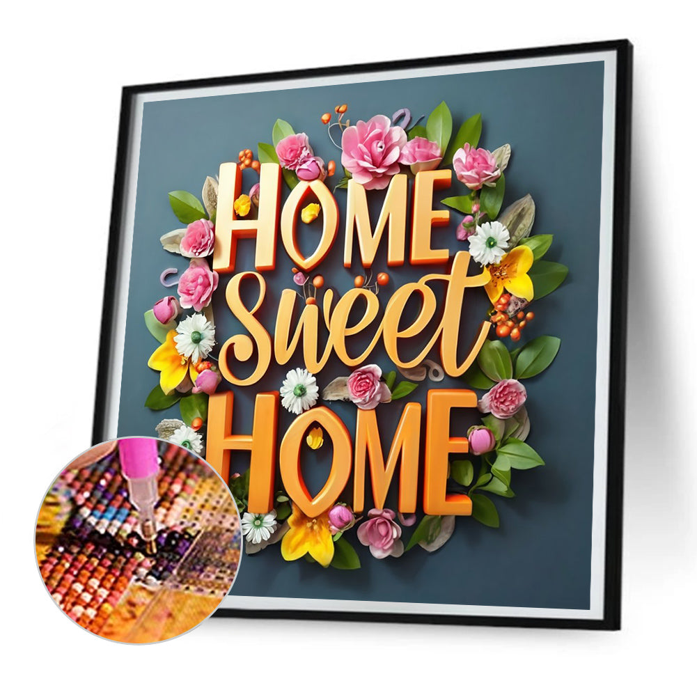 Sweet Family Calligraphy And Painting - Full Round Drill Diamond Painting 30*30CM
