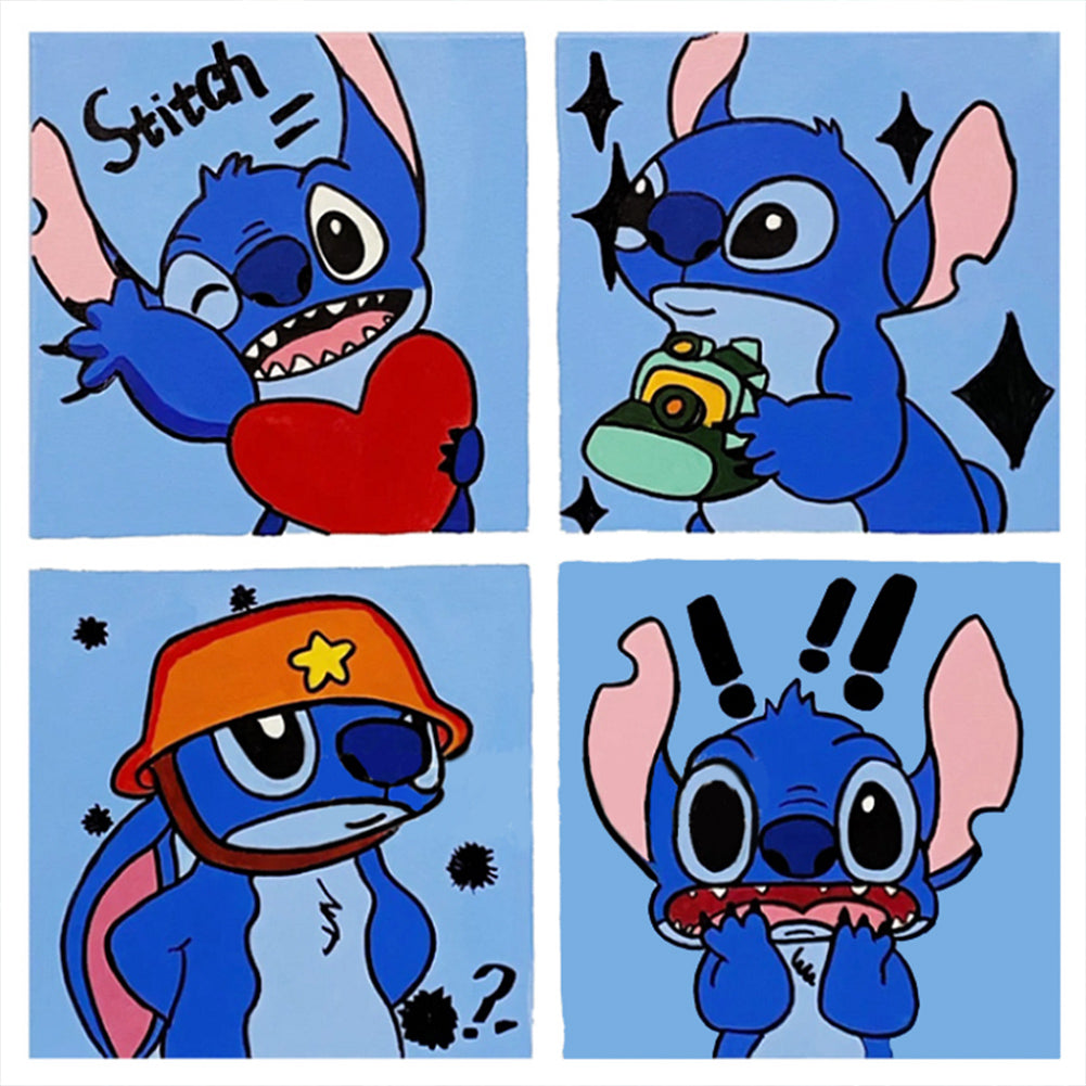 Stitch Four-Frame Comics - Full Round Drill Diamond Painting 30*30CM