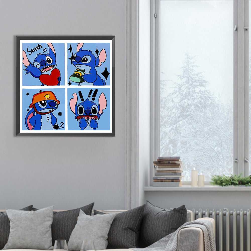 Stitch Four-Frame Comics - Full Round Drill Diamond Painting 30*30CM